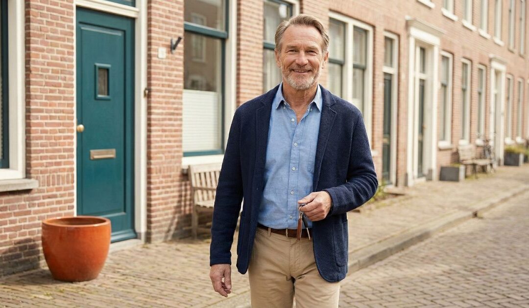 Man loopt rustig buiten als symbool voor vrijheid en controle bij overactieve blaas en plasdrang.